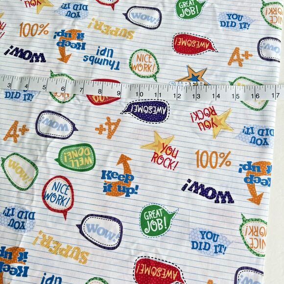 Encouraging Words School Notebook Fabric Congratulations Cotton Fabric BTY - Picture 3 of 5